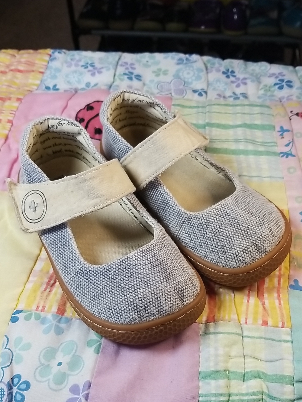 Livie & Luca Light Denim Canvas Mary Jane Shoes with Cream Strap Size 9 Carta II